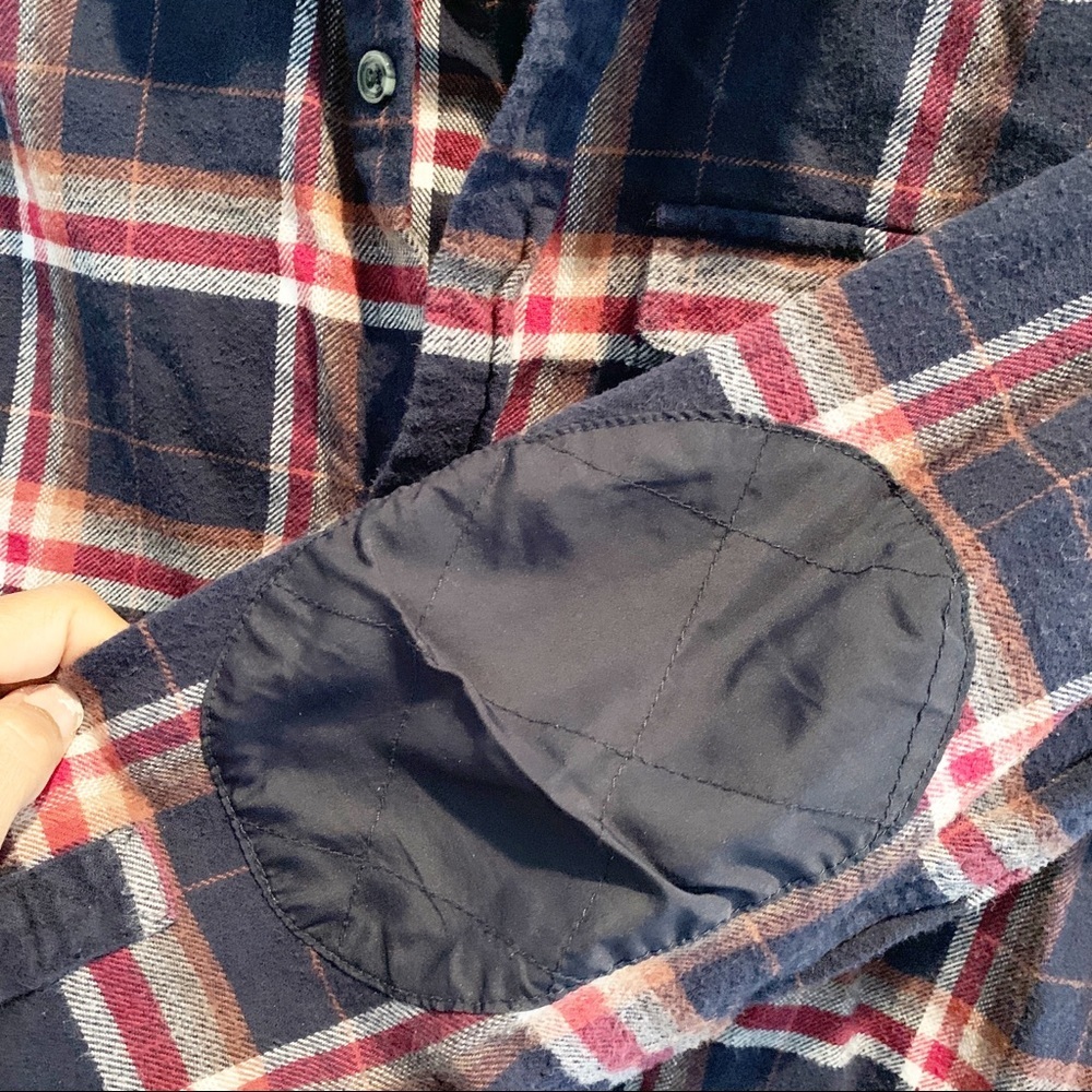 Gap kids boys XXL plaid flannel with elbow patches - Picture 4 of 7